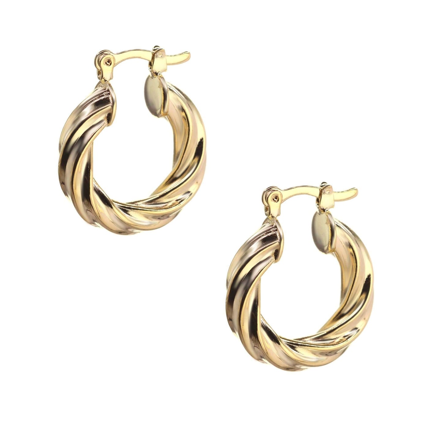 Aros Enchapados en Oro Diseño Argollas Anudadas con Broche Criollo