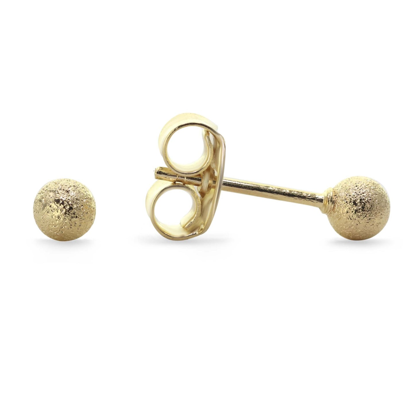 Aros Enchapados en Oro Diseño Esfera Satinada 4 mm