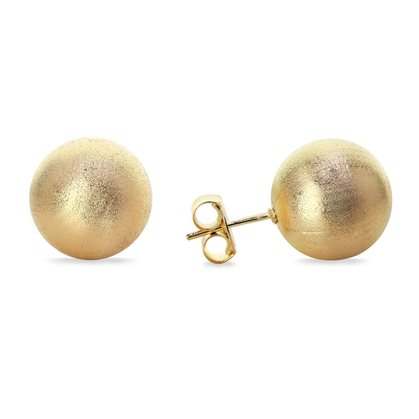 Aros Enchapados en Oro Diseño Esfera Satinada