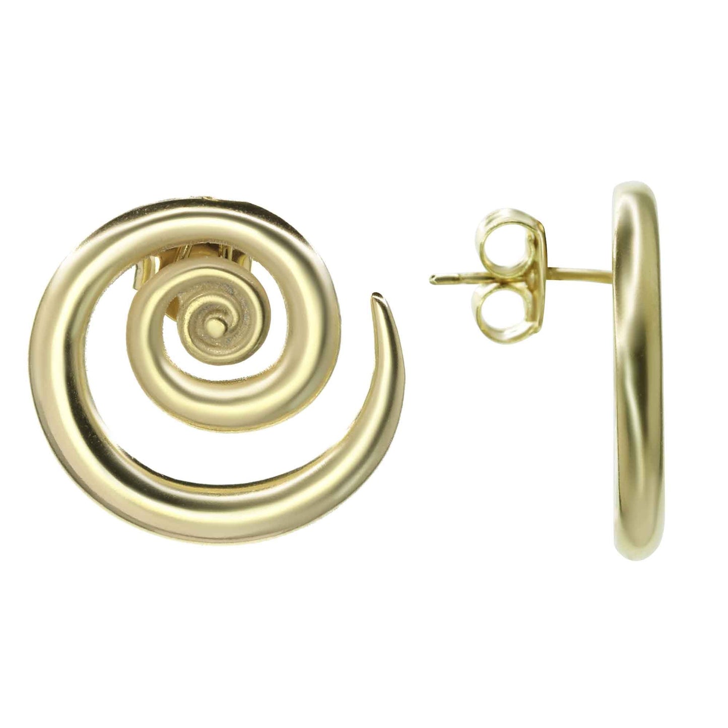 Aros Enchapados en Oro Diseño Espiral 2,3 cm
