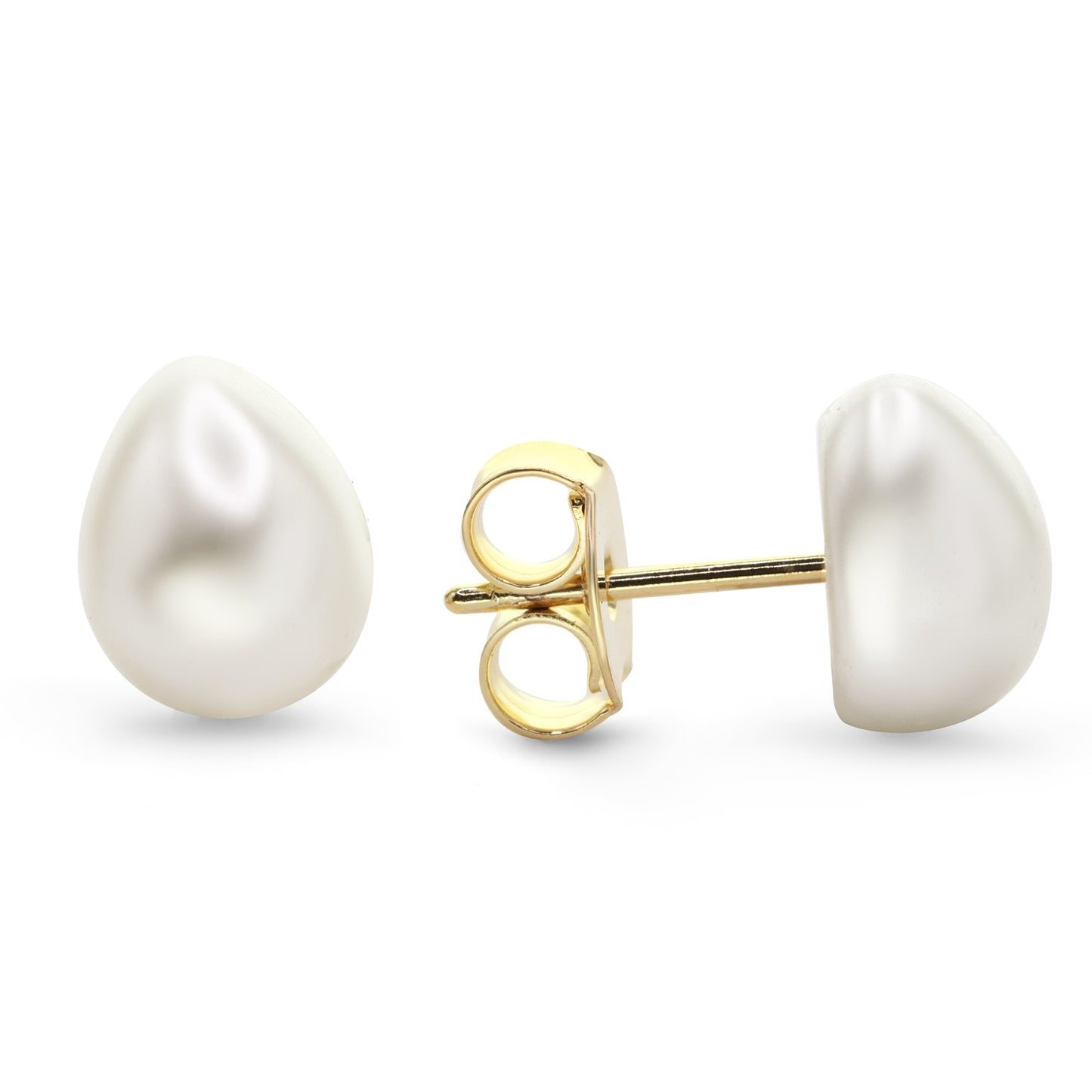 Aros Enchapados en Oro Diseño Gota de Perla de Imitación