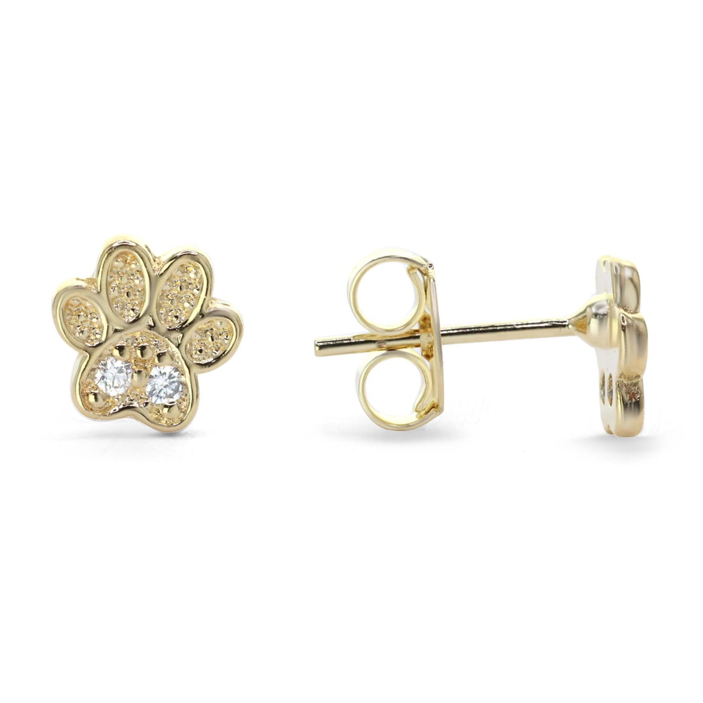 Aros Enchapados en Oro Diseño Huellas con Circones