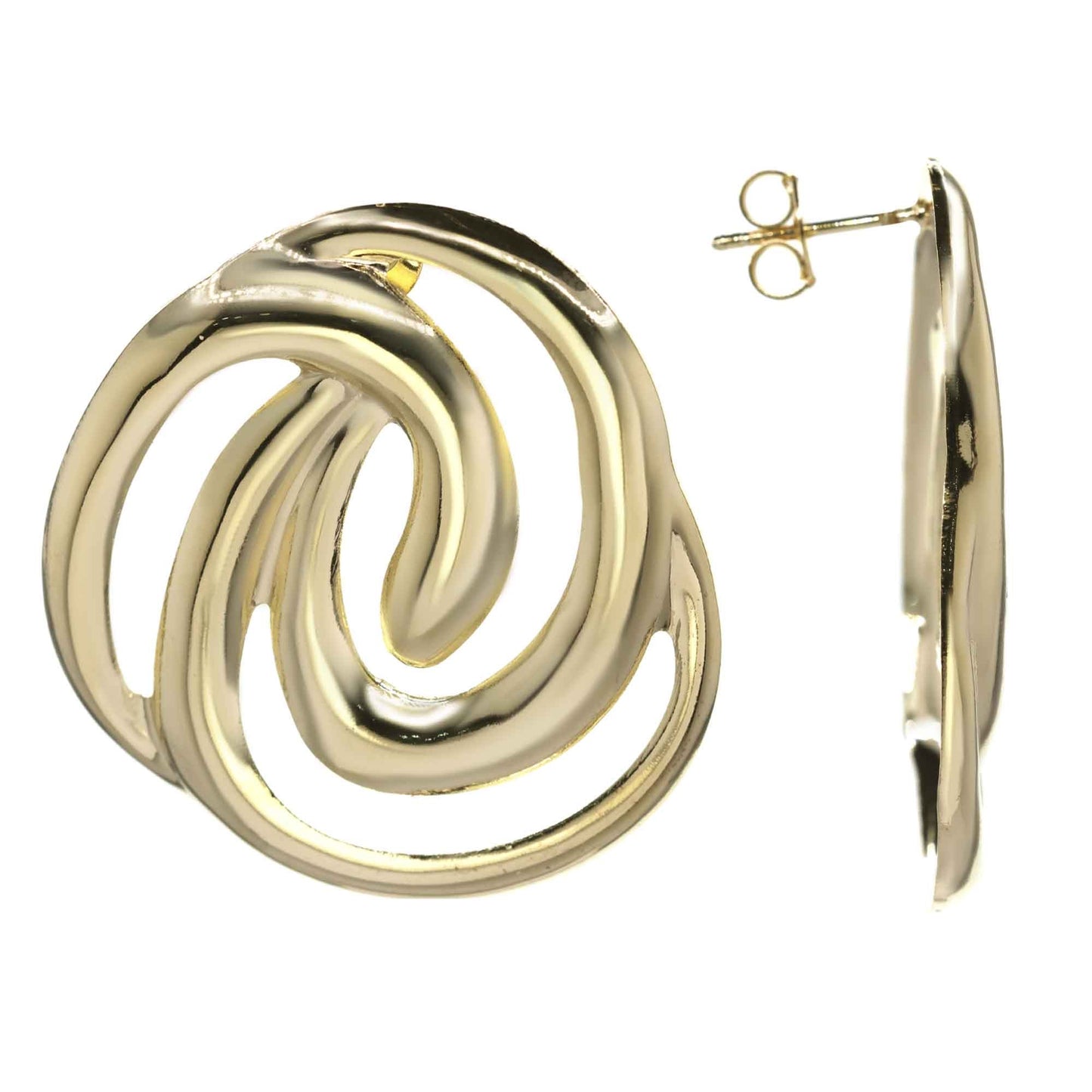 Aros Enchapados en Oro Estilo Caracol Liso 4,2 cm