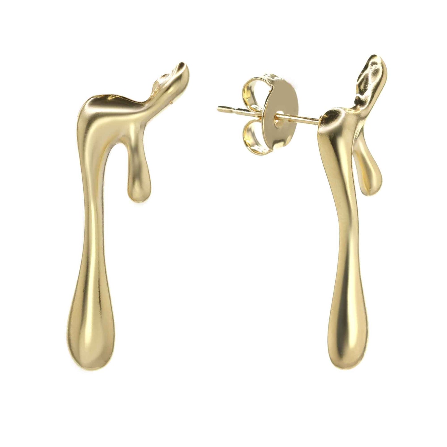 Aros Enchapados en Oro Estilo Gota Derramada