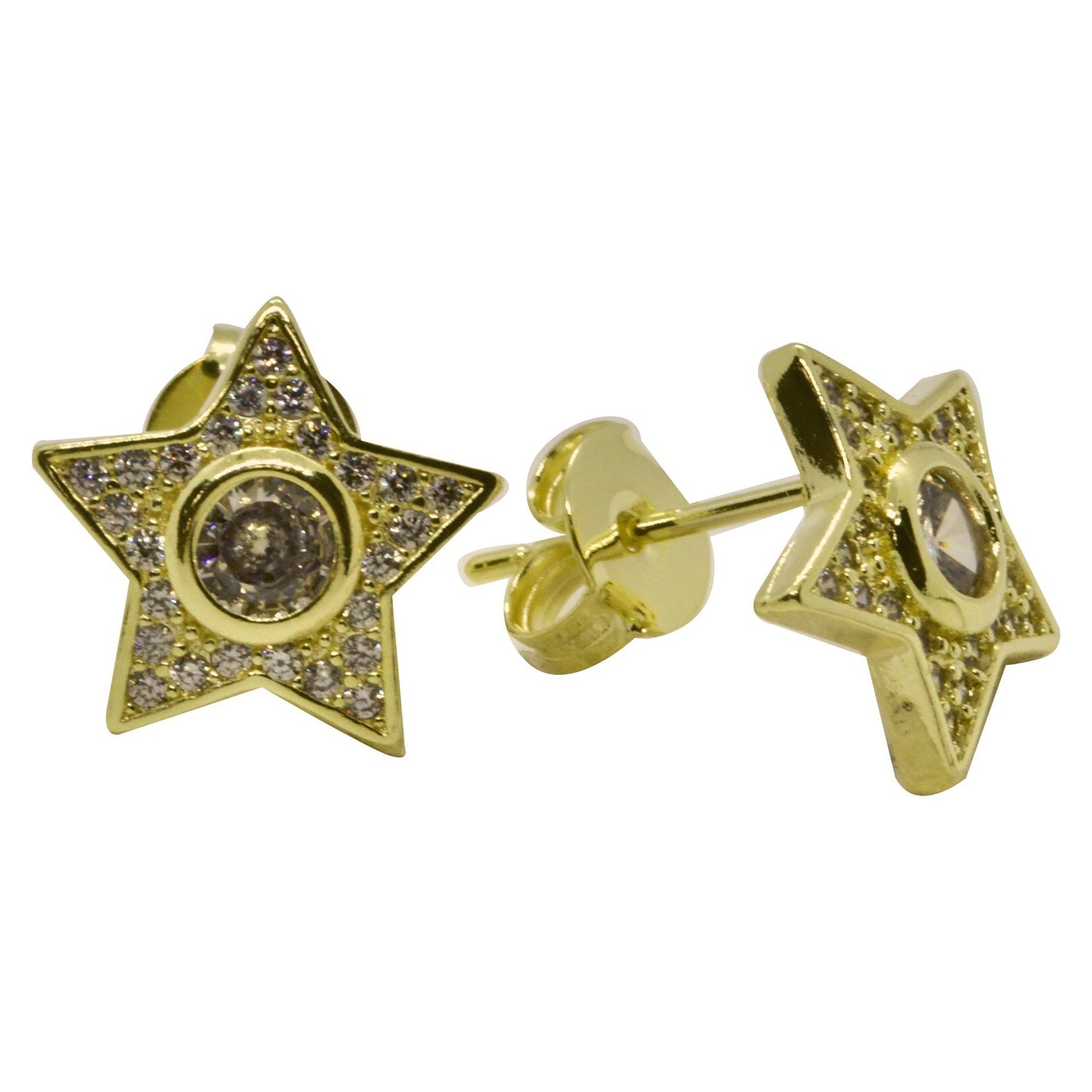 Aros Enchapados en Oro Estrella Microcircon