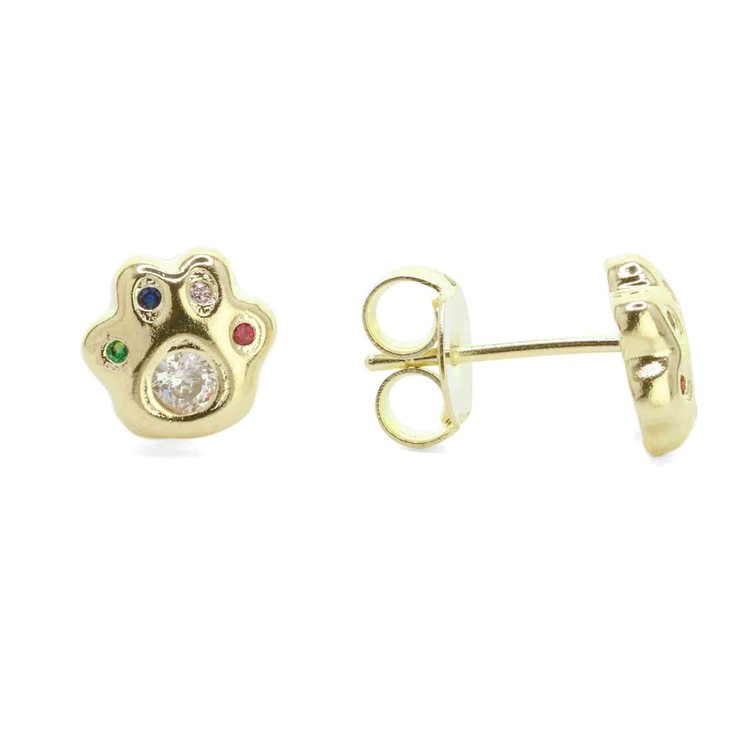Aros Enchapados en Oro Mini Patita con Circones