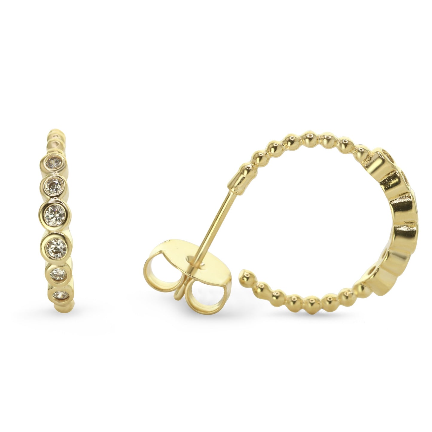 Aros Enchapados en Oro Modelo Argollas con Serie de Circones