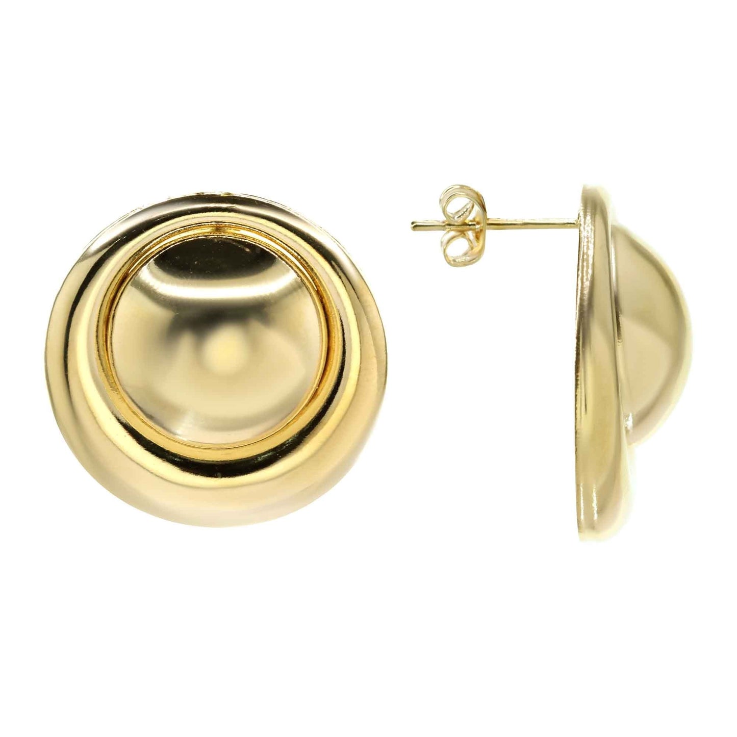 Aros Enchapados en Oro Modelo Botón Textura Lisa