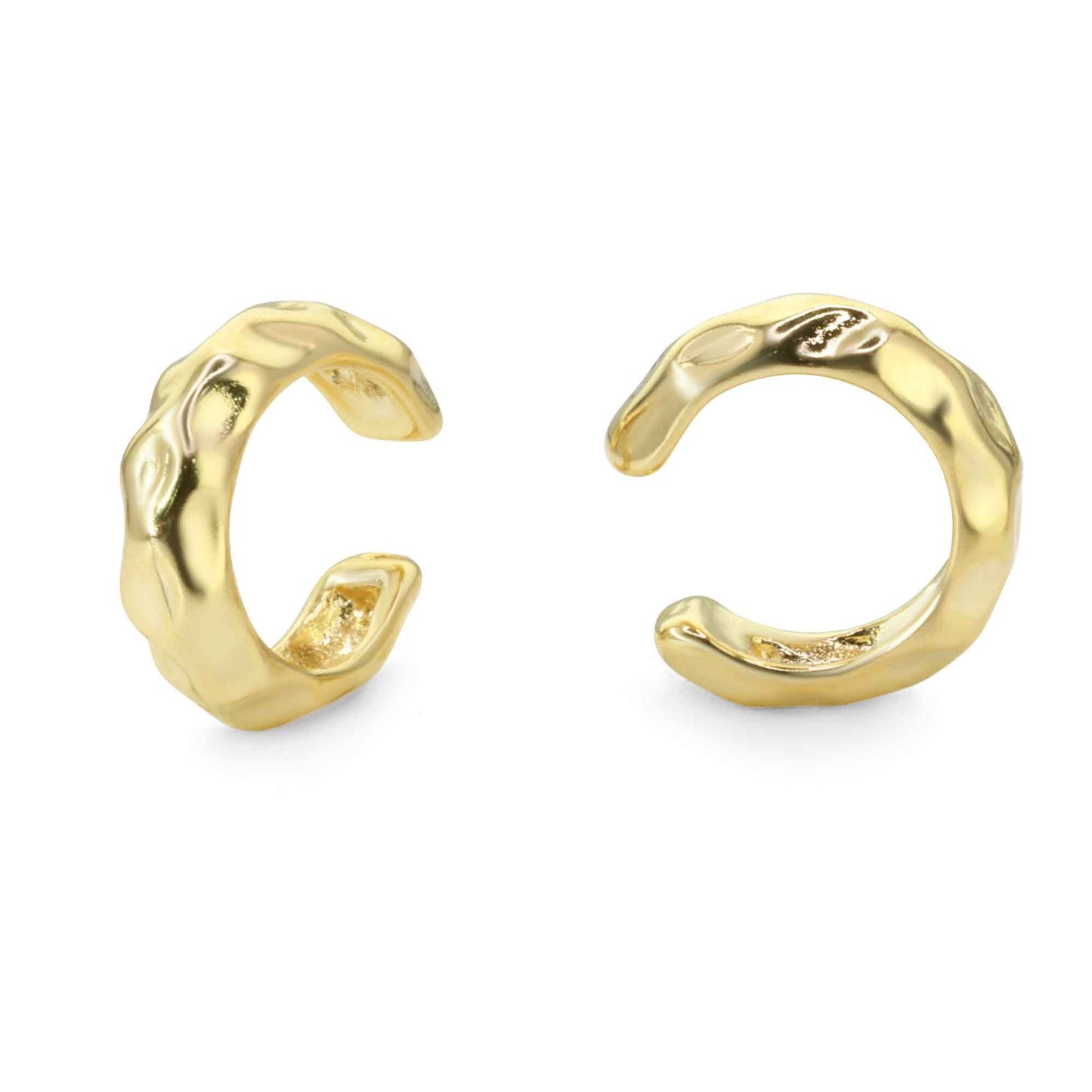 Aros Enchapados en Oro Modelo Cuff con Textura Irregular