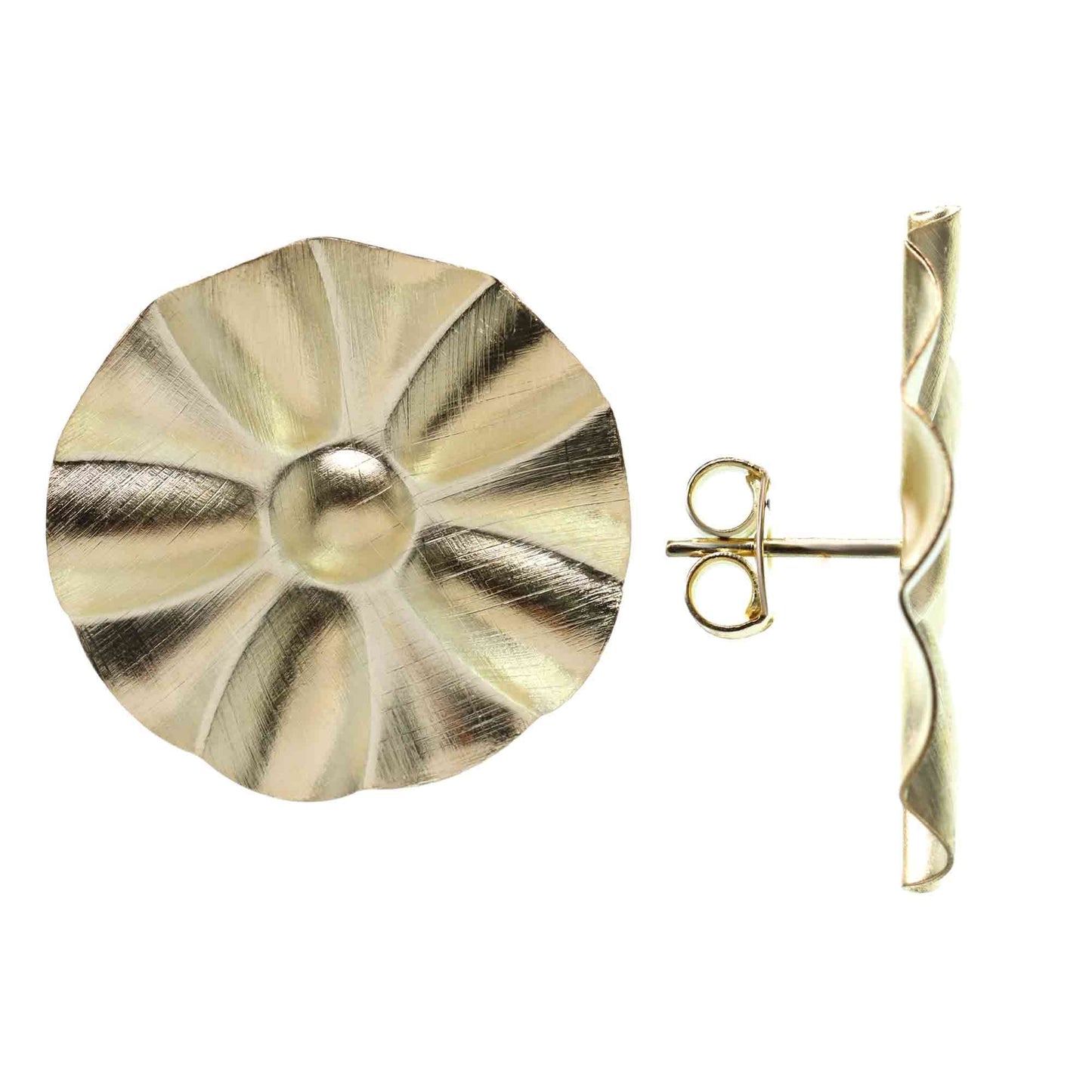Aros Enchapados en Oro Placa Estilo Flor
