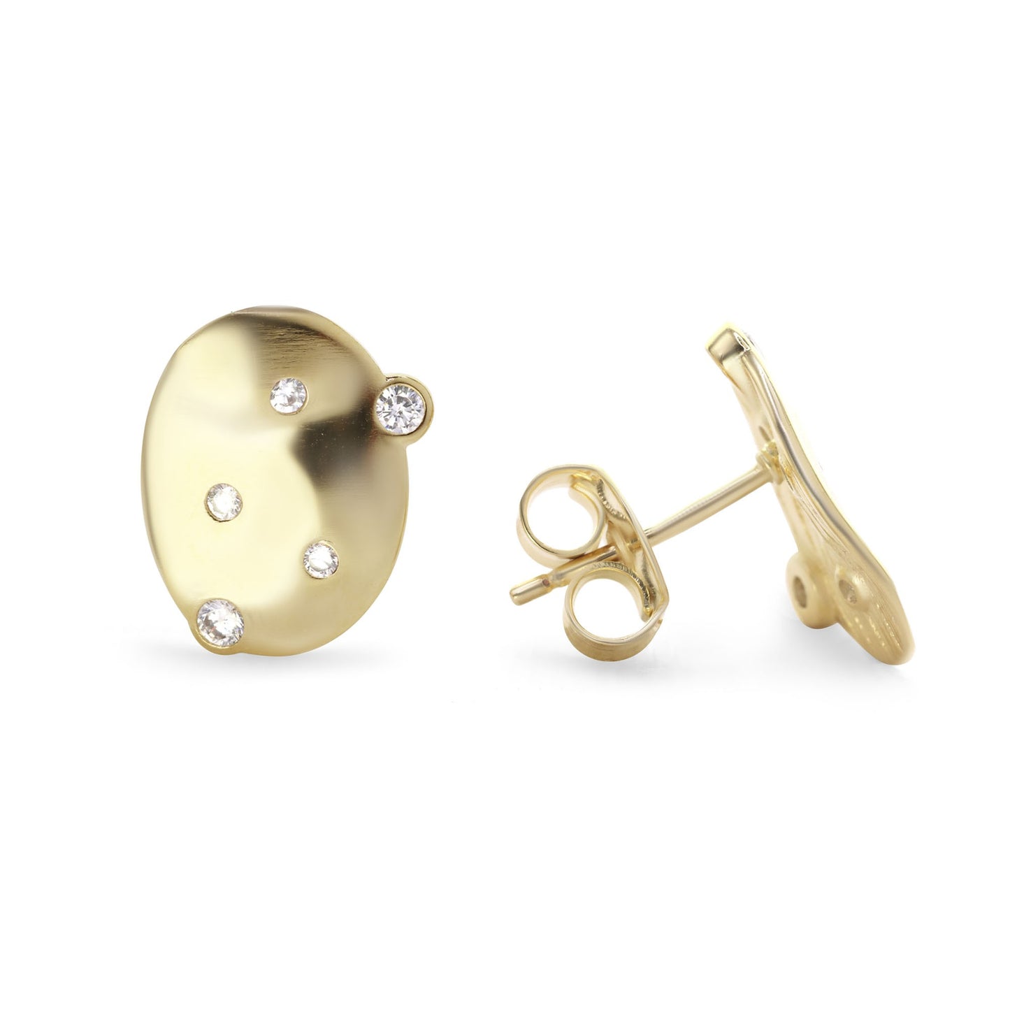 Aros Enchapados en Oro Placas Ovaladas con Circones