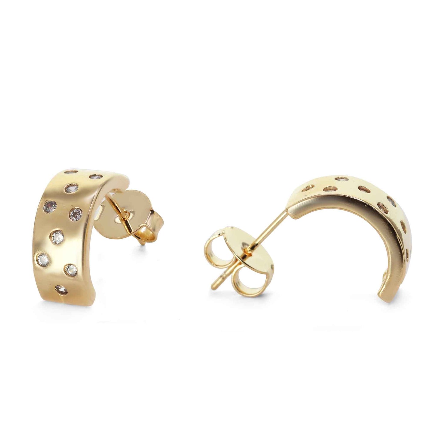 Aros Enchapados en Oro Semi Argollas con Circones