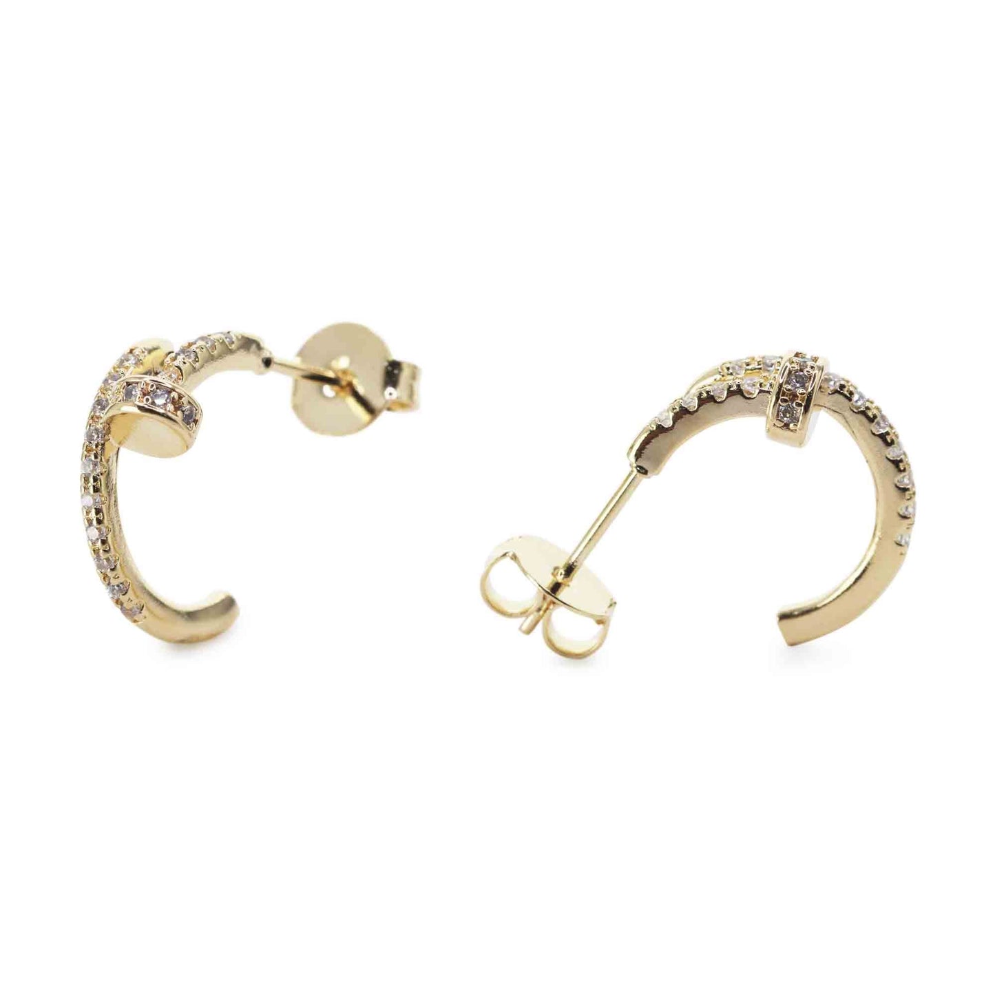 Aros Enchapados en Oro Semi Argollas con Circones
