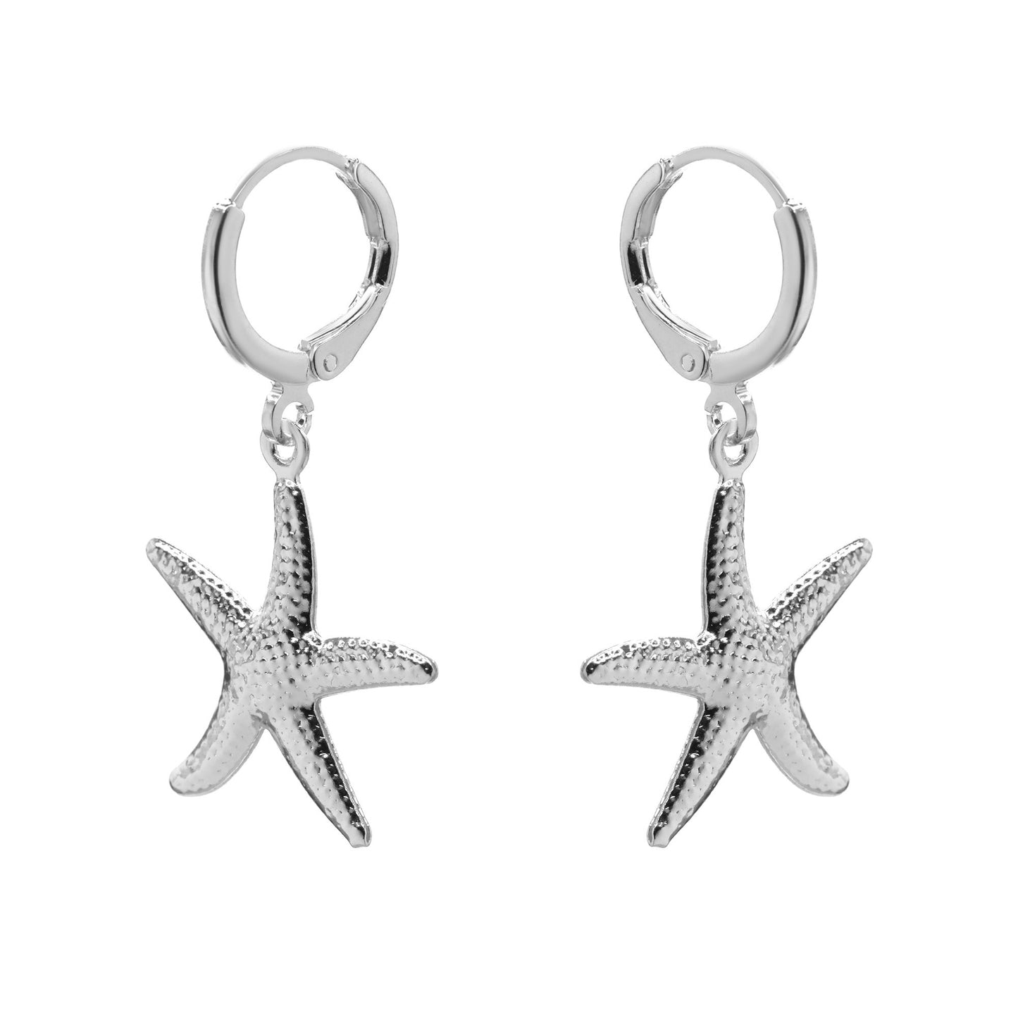 Aros Enchapados en Plata Argollas con Estrellas de Mar