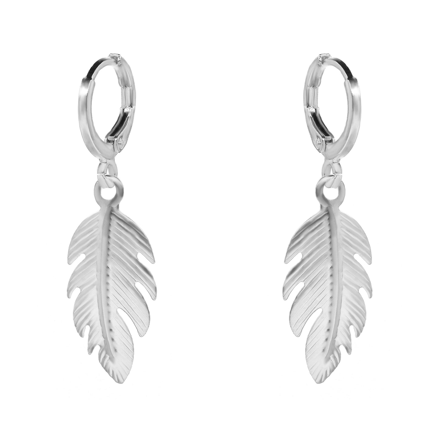 Aros Enchapados en Plata Argollas con Pluma