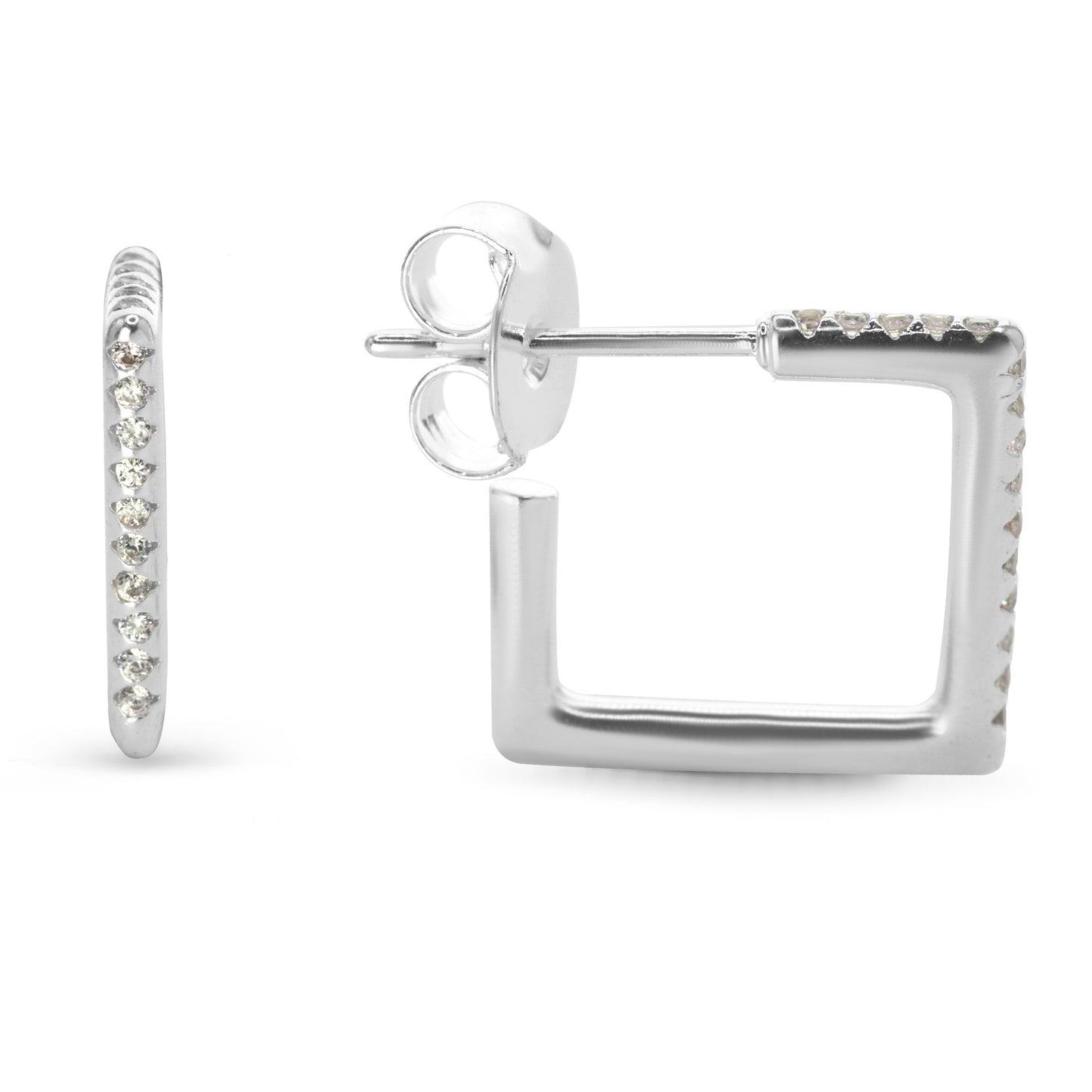 Aros Enchapados en Plata Argollas Cuadradas con Circones