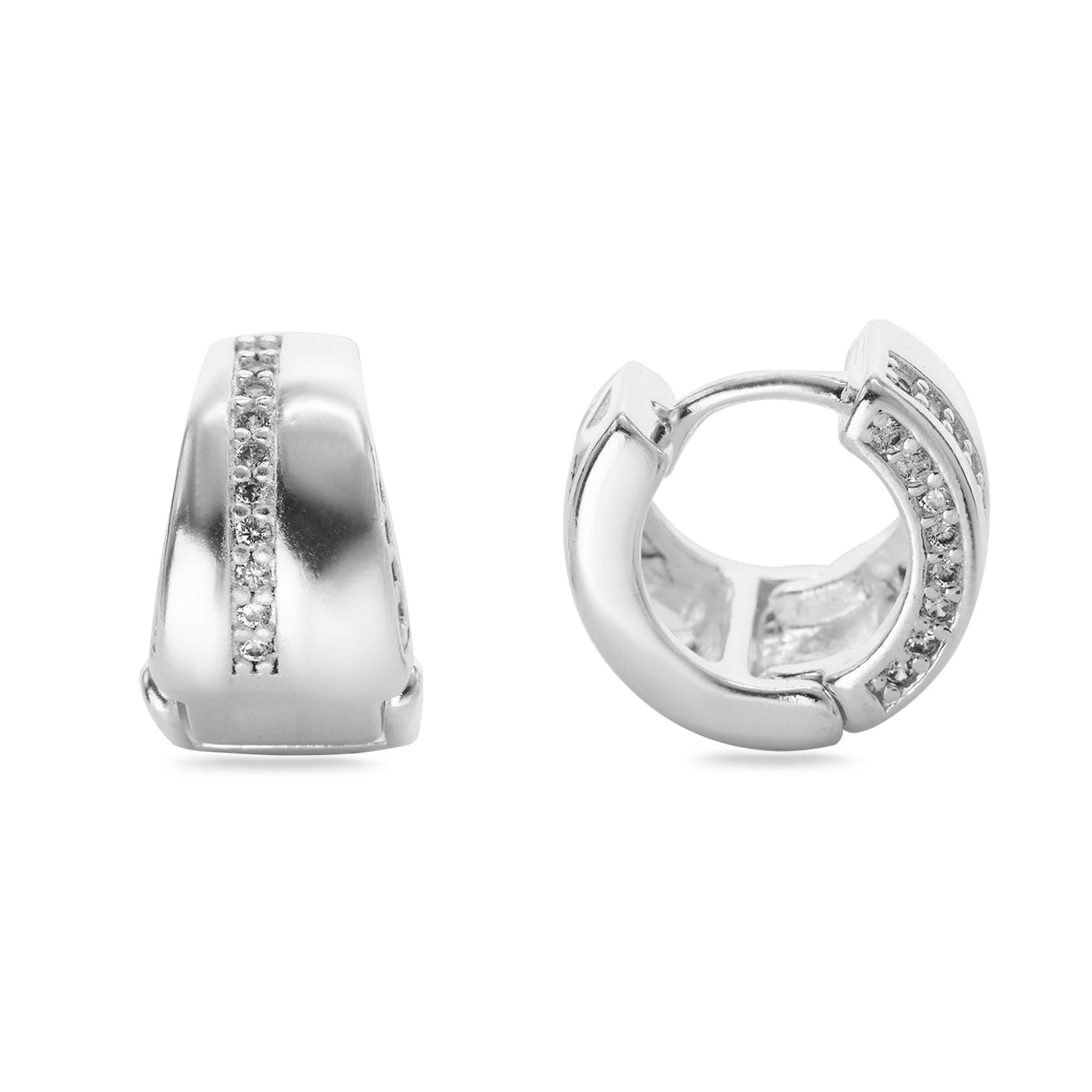 Aros Enchapados en Plata Argollas Gruesas con Hilera de Circones