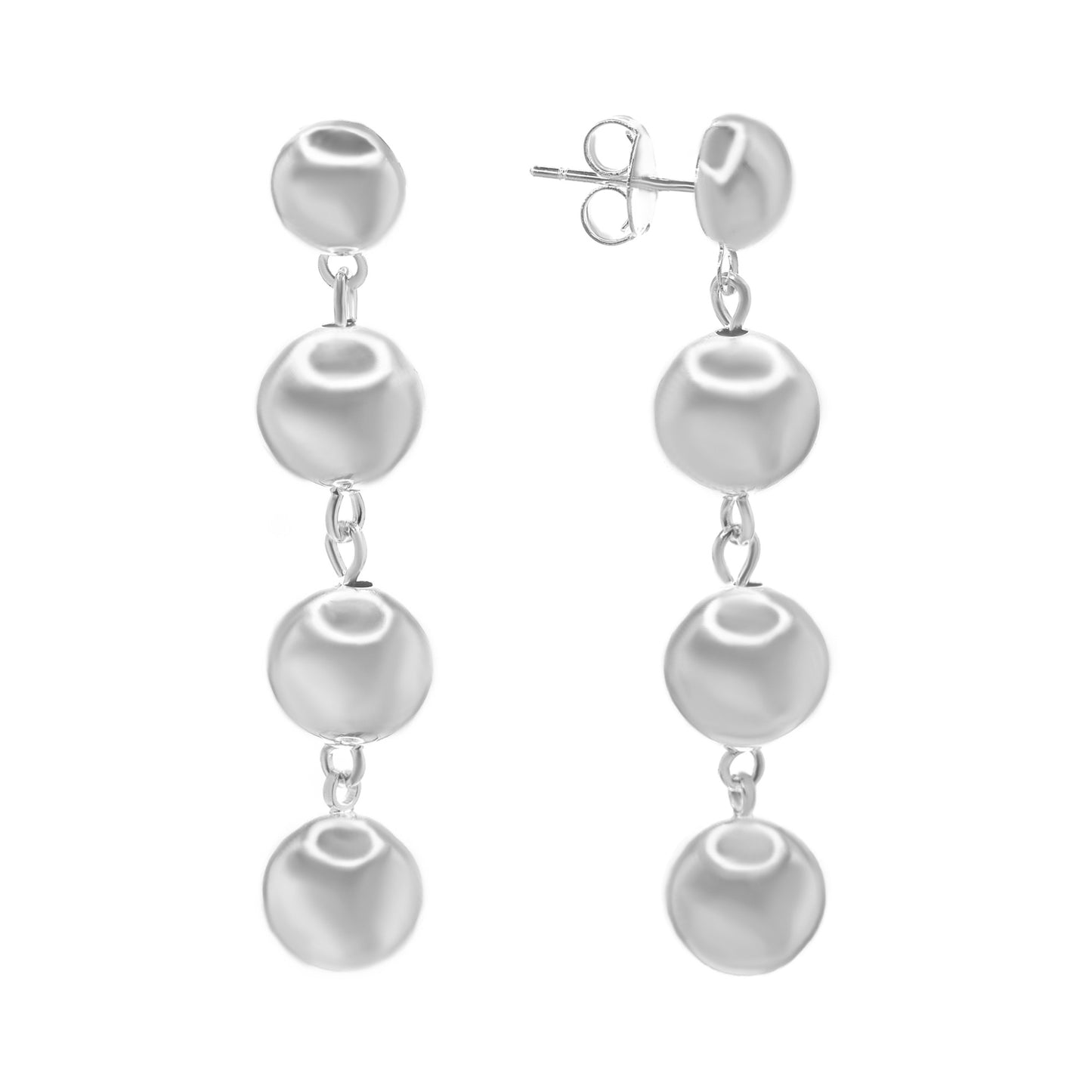 Aros Enchapados en Plata Diseño Colgante Esferas Lisas