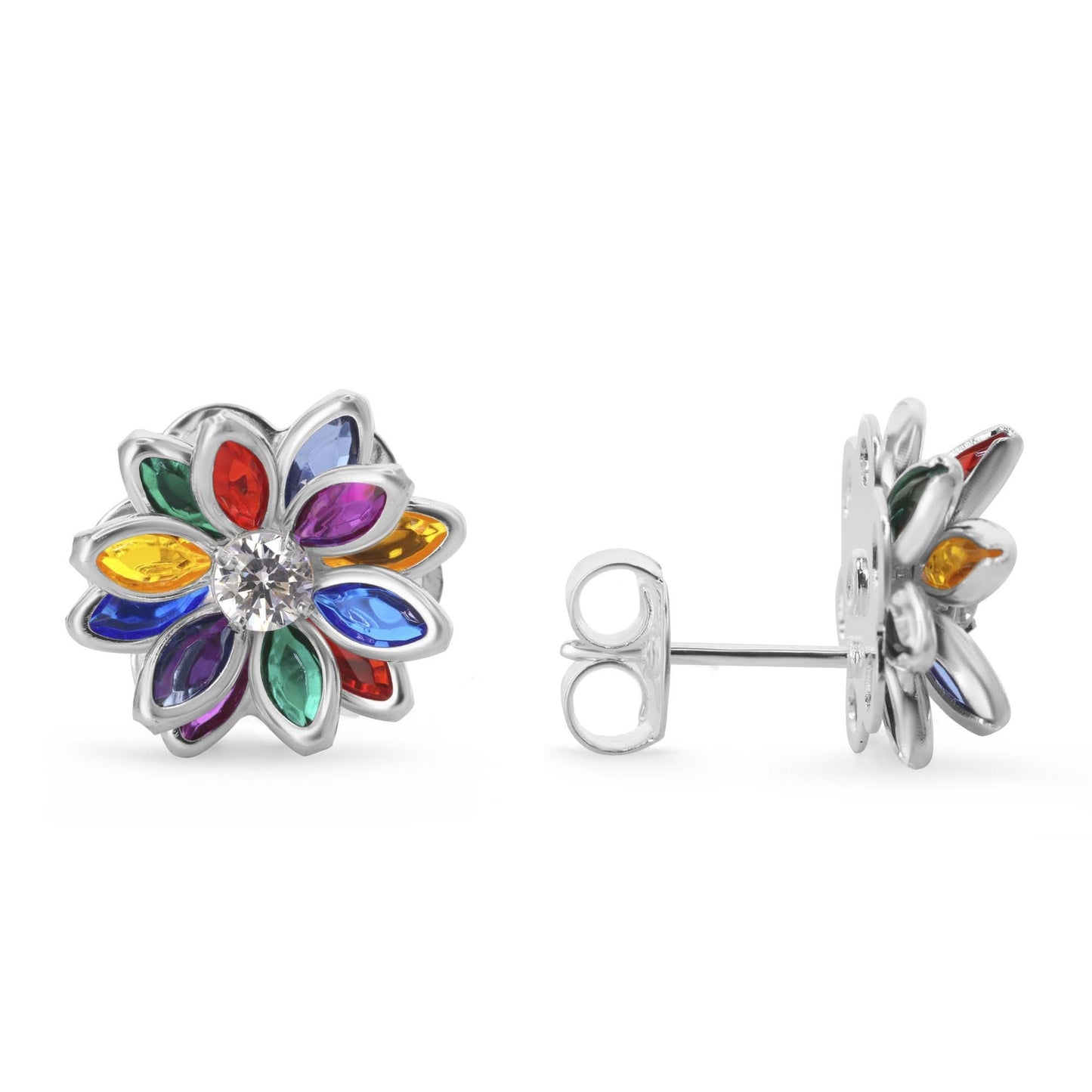 Aros Enchapados en Plata Diseño Flor de Circones