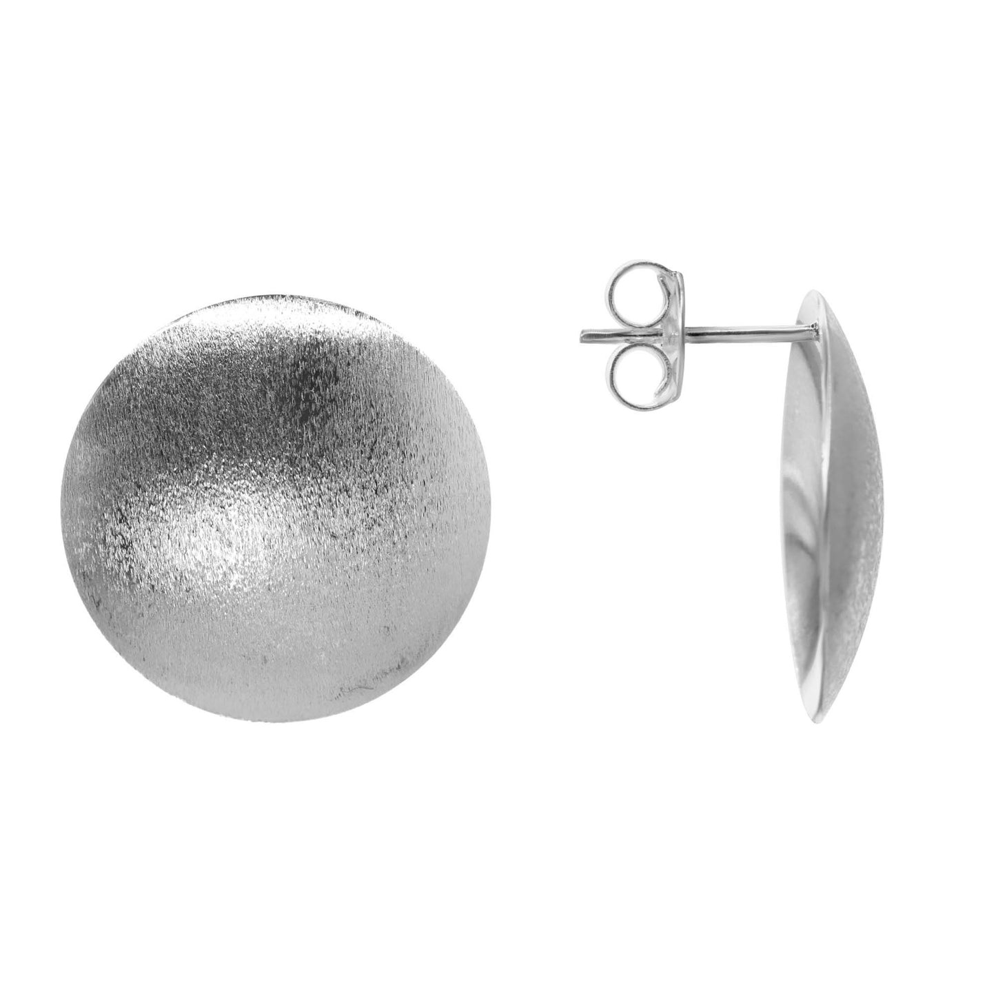 Aros Enchapados en Plata Diseño Placa Circular Satinada