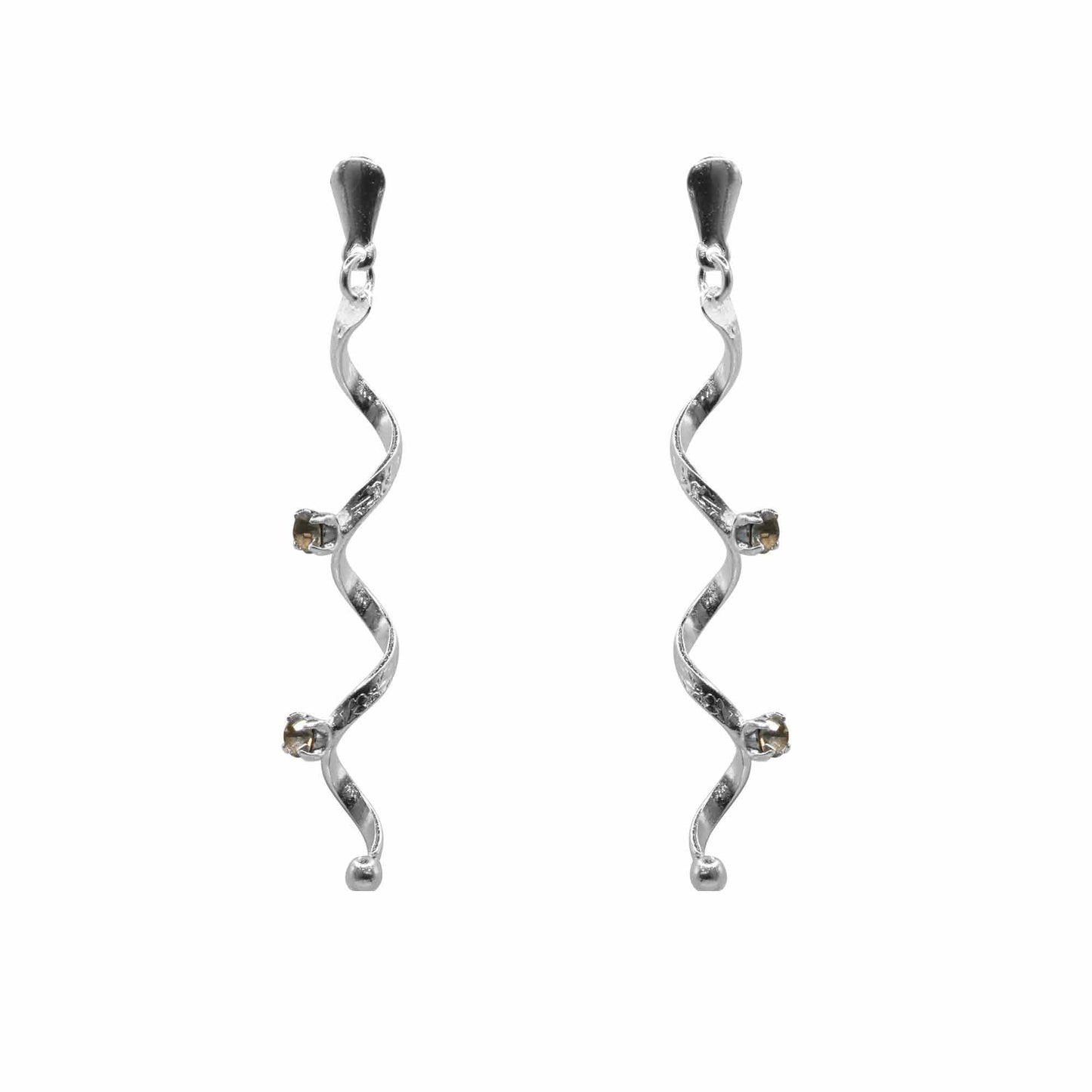 Aros Enchapados en Plata Espirales con Dos Circones