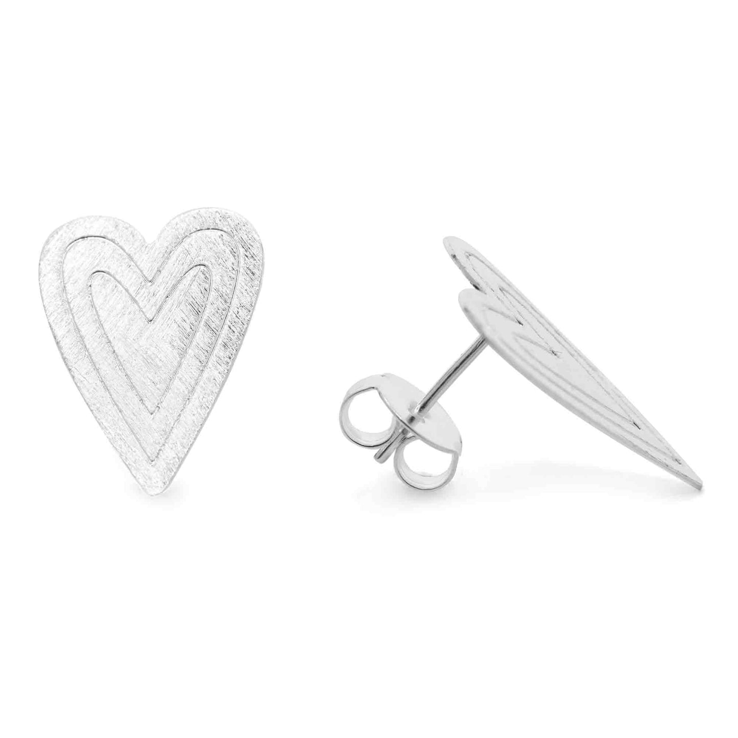 Aros Enchapados en Plata Placas de Corazón