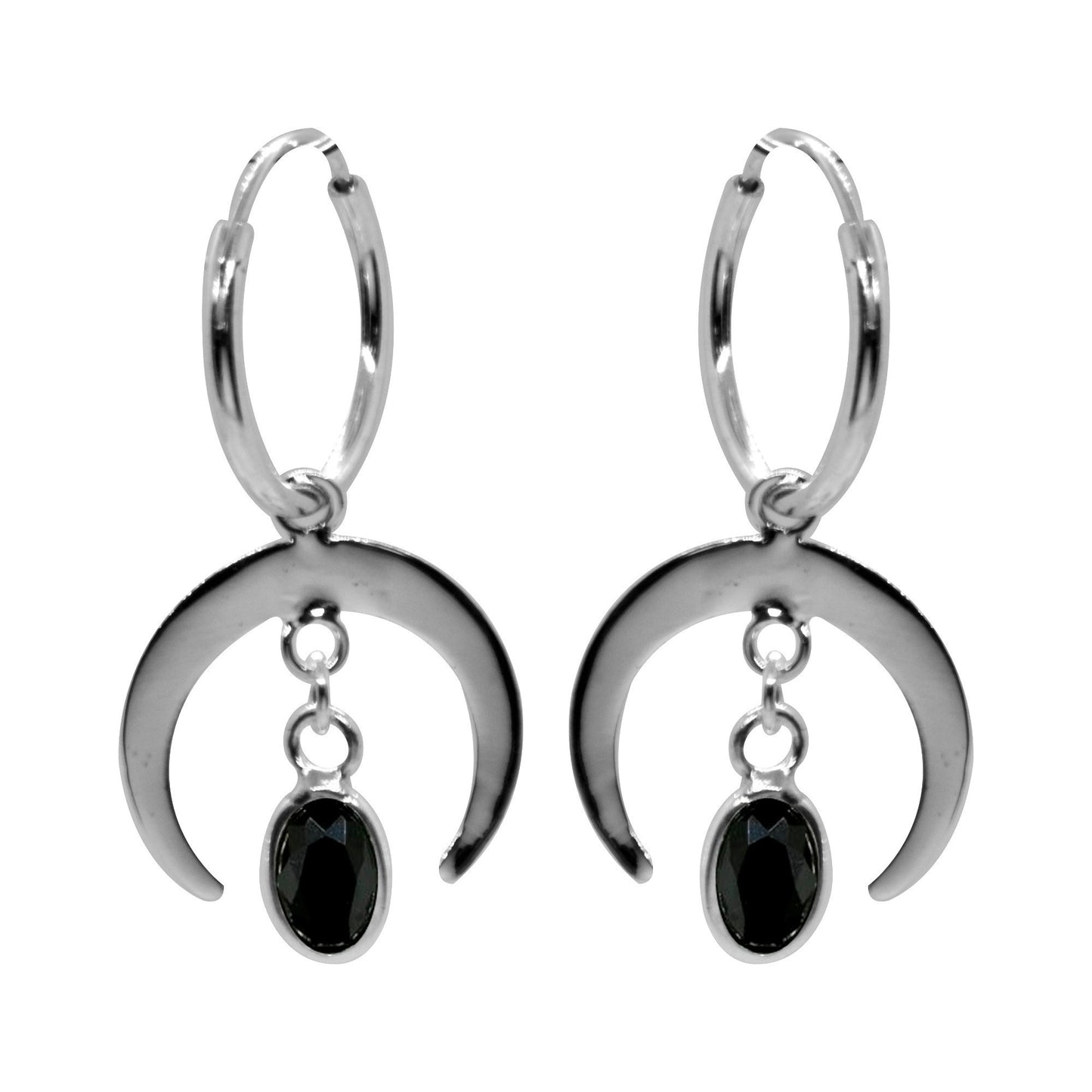 Aros Luna Gota Circón Onix