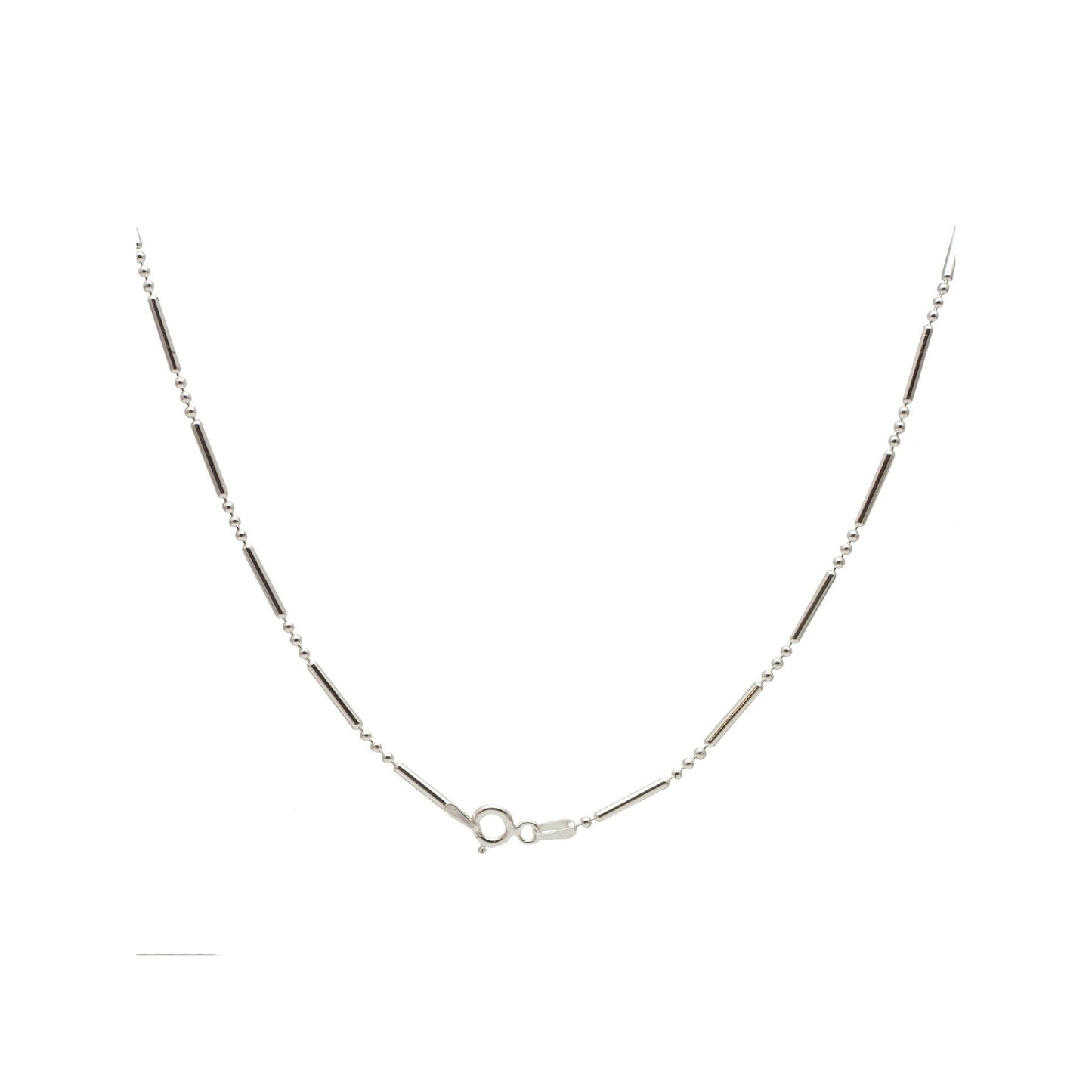 Cadena de Plata Cilindros y Esferas 50 cm