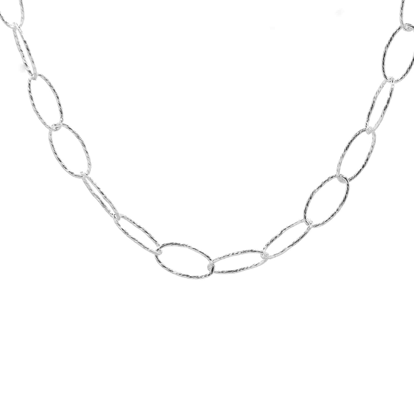 Cadena de Plata Eslabón Ovalado Semi Brillante 40 cm
