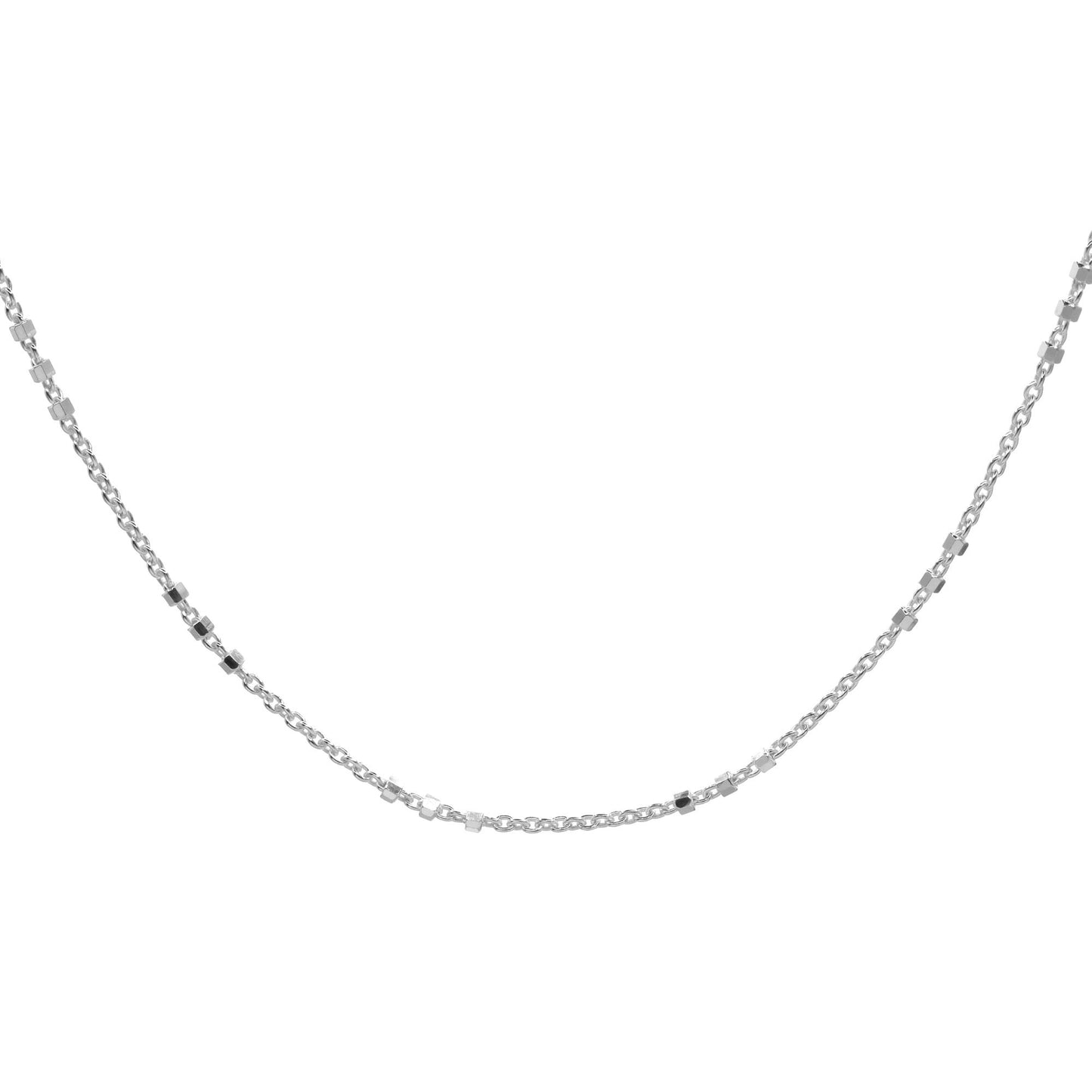 Cadena de Plata Eslabón Pequeño con Trio de Mini Esferas 45 cm