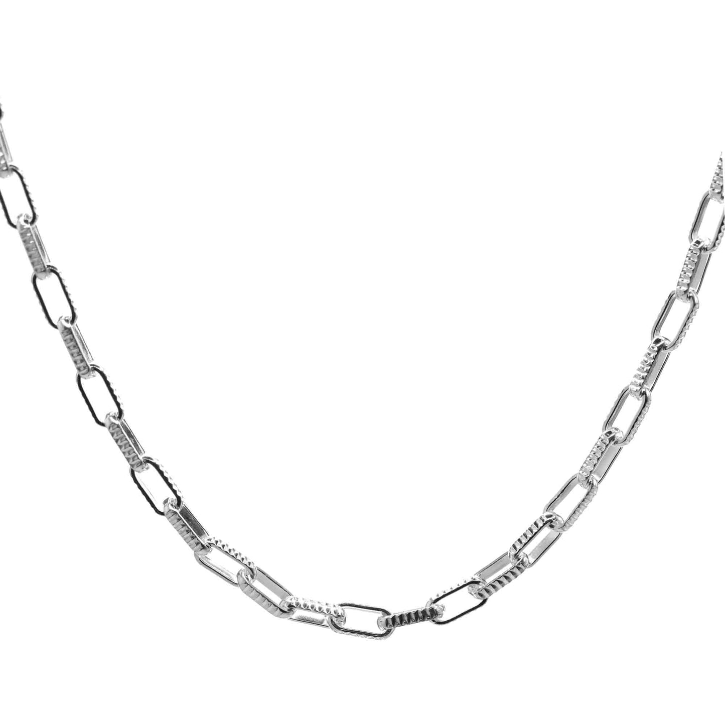 Cadena de Plata Eslabones Gruesos con Relieve 45 cm