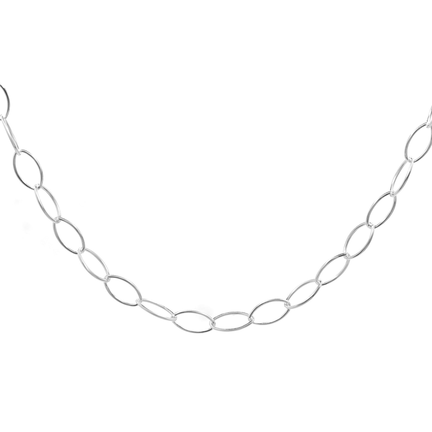 Cadena de Plata Eslabones Ovalados Lisos 45 cm