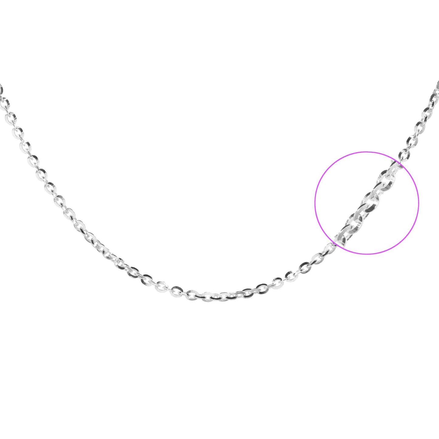 Cadena de Plata Pequeños Eslabones Ovalados 50 cm