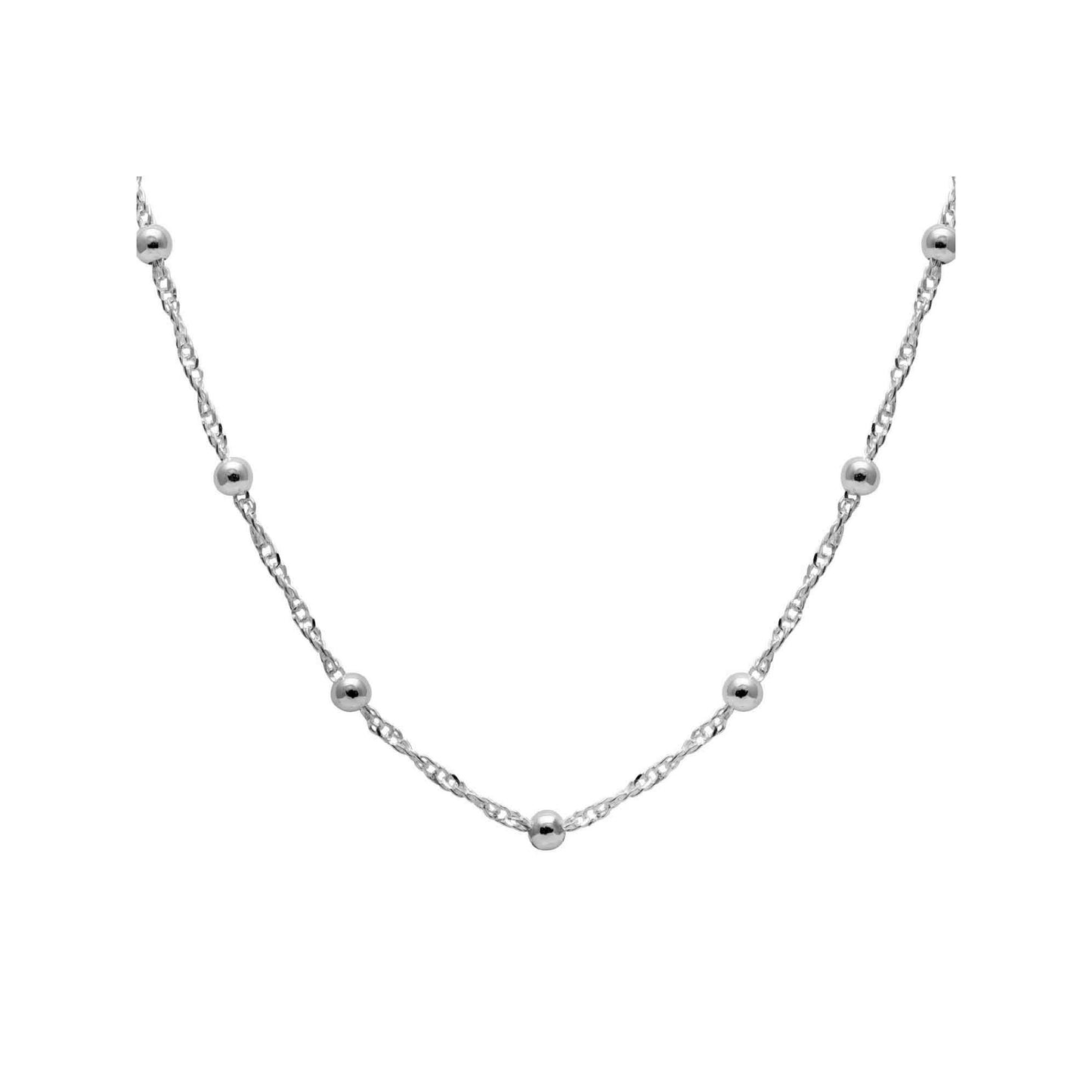 Cadena de Plata Singapur con Esferas de 60 cm