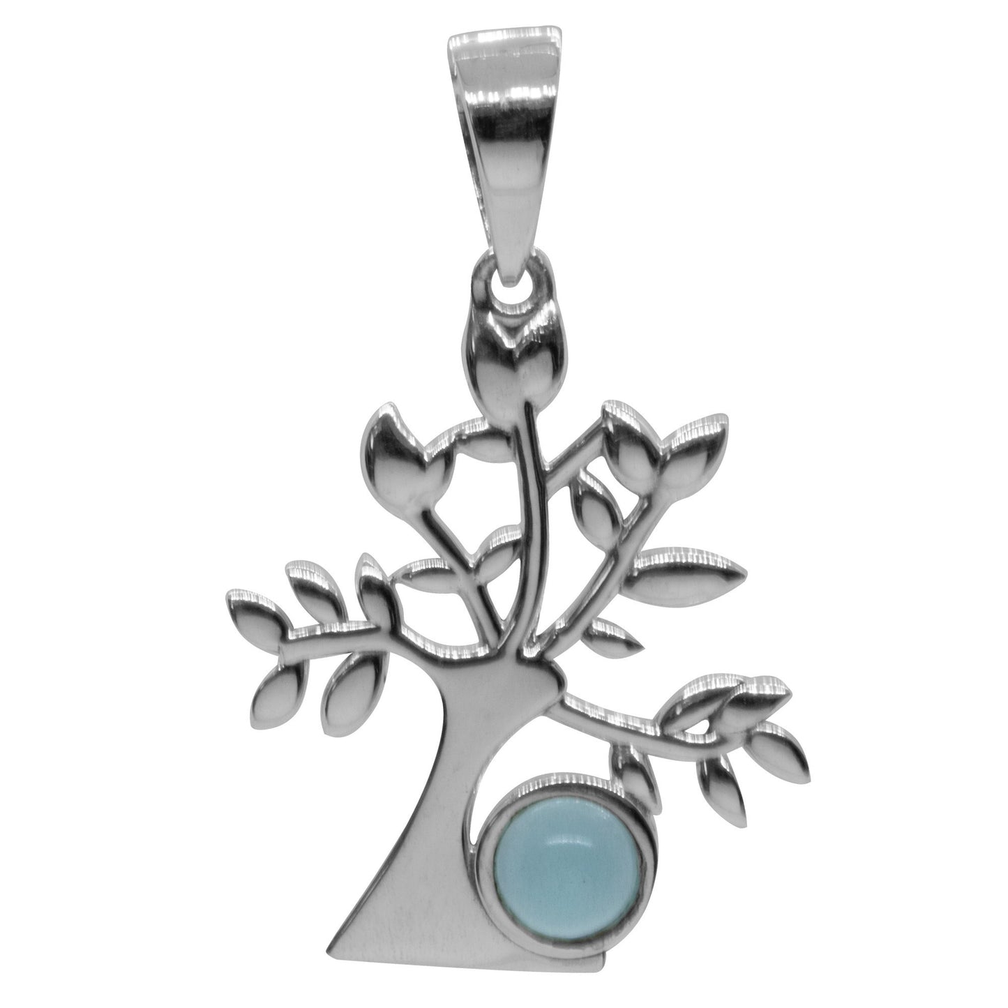 Colgante de Plata Árbol con Piedra Calcedonia