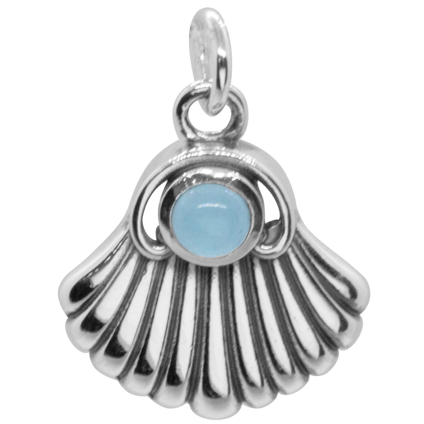 Colgante de Plata Conchita de Mar con Piedra Calcedonia