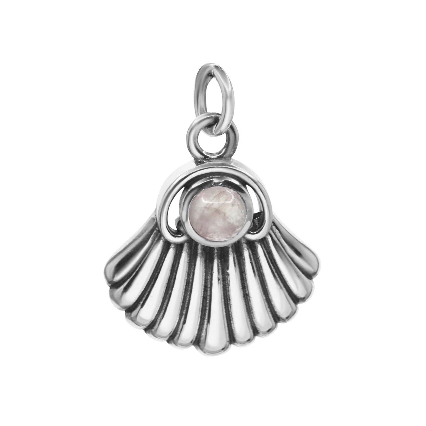 Colgante de Plata Conchita de Mar con Piedra Cuarzo Rosa