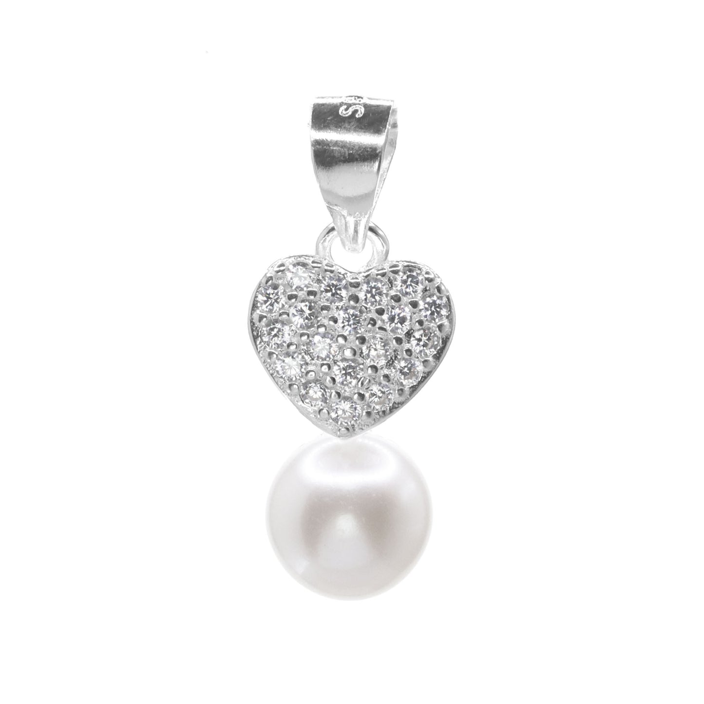 Colgante de Plata Corazón de Circones y Perla
