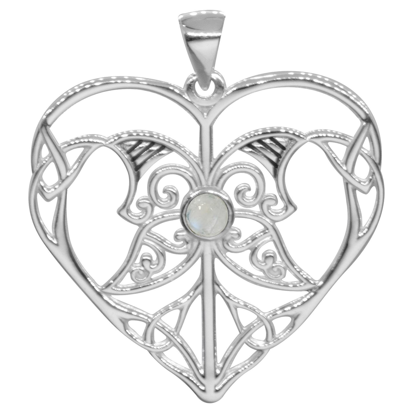 Colgante de Plata Corazón Mariposa con Piedra Luna