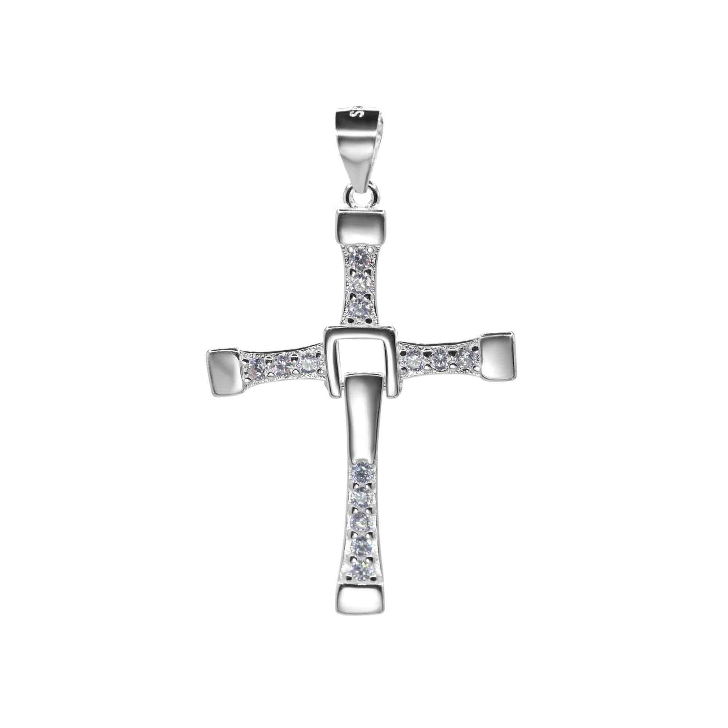 Colgante de Plata Cruz Bordes Cuadrados con Circones