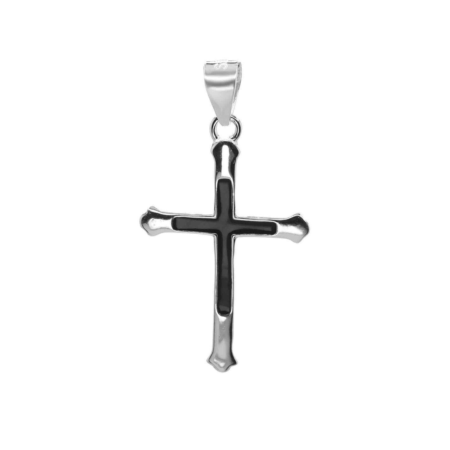 Colgante de Plata Cruz con Esmaltado Negro