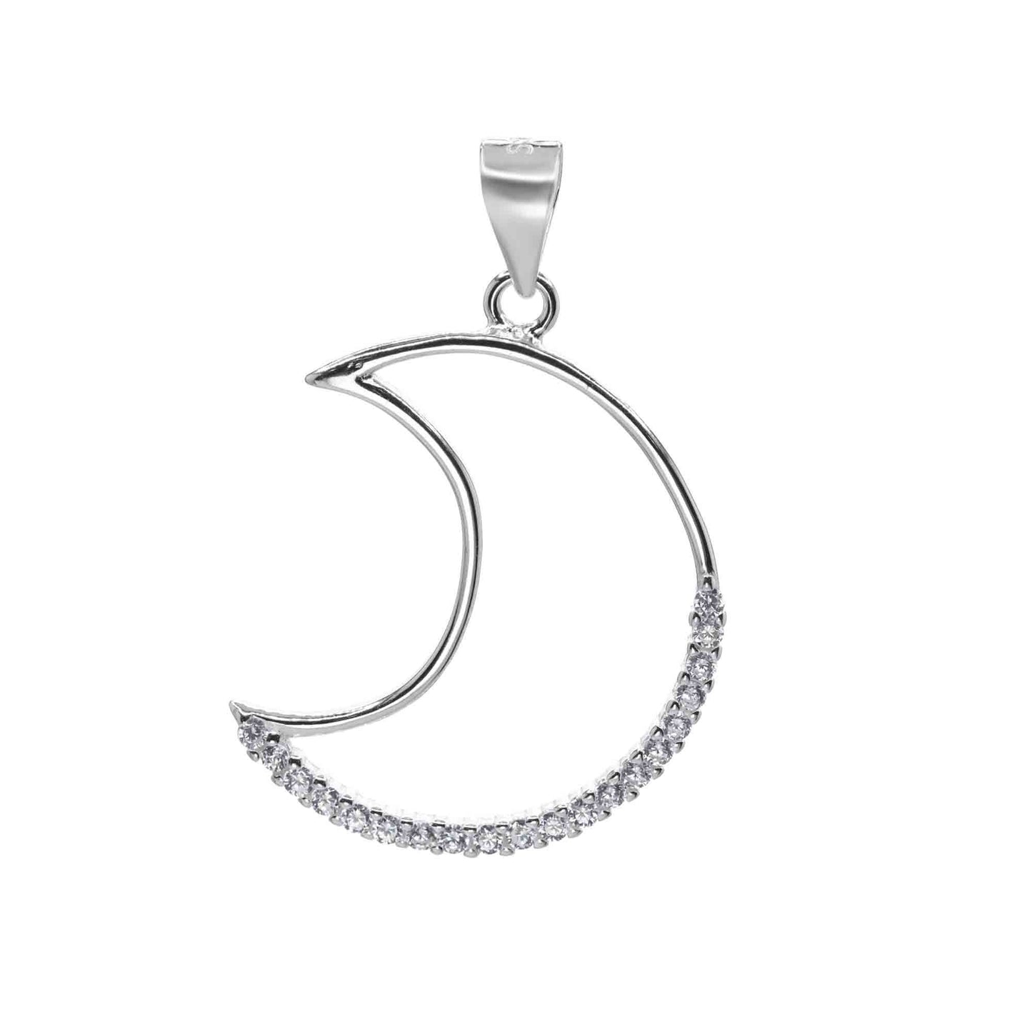 Colgante de Plata - Luna Calada con Serie de Circones