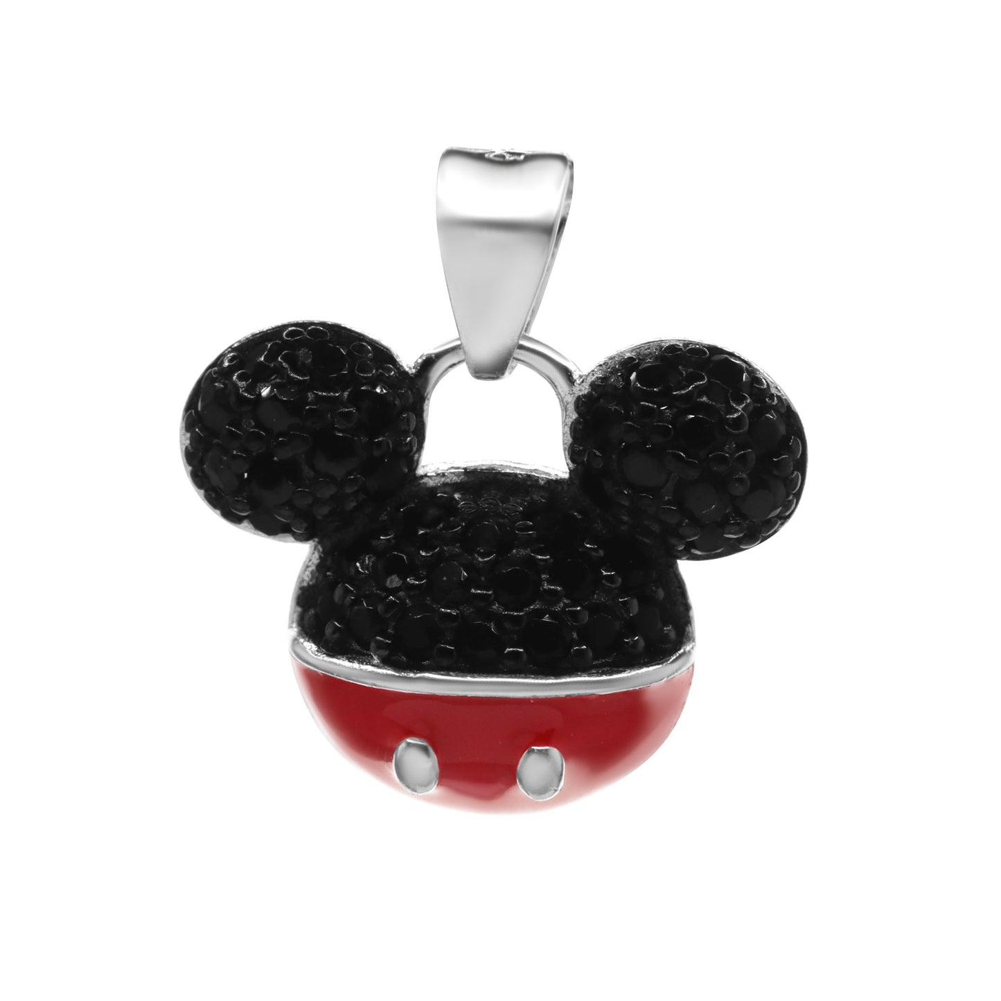 Colgante de Plata - Mickey Mouse Esmaltado y Circones Ónix