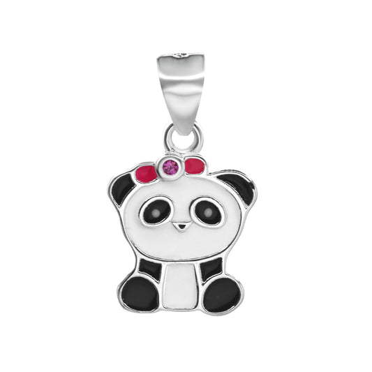Colgante de Plata - Oso Panda Esmaltado
