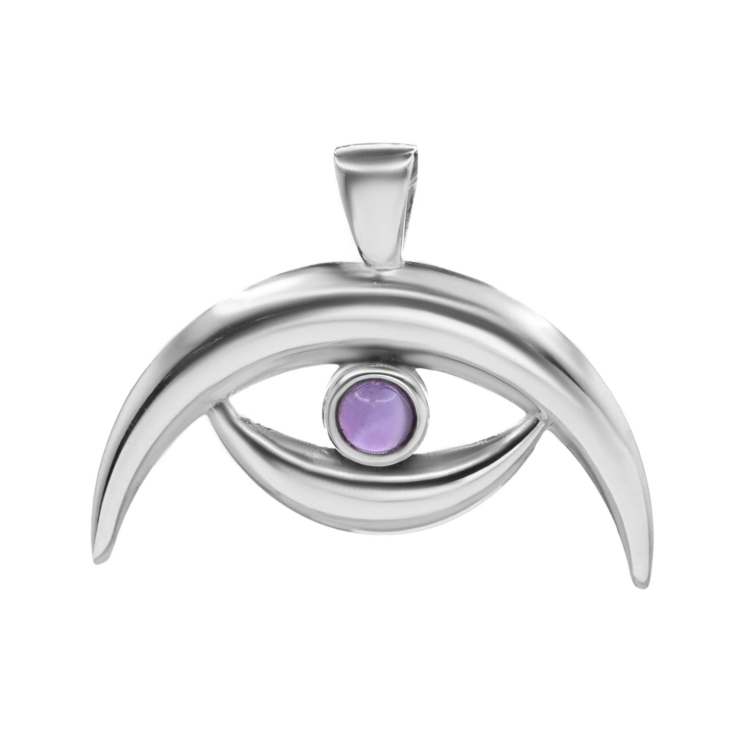 Colgante de Plata Doble Luna con Piedra Amatista