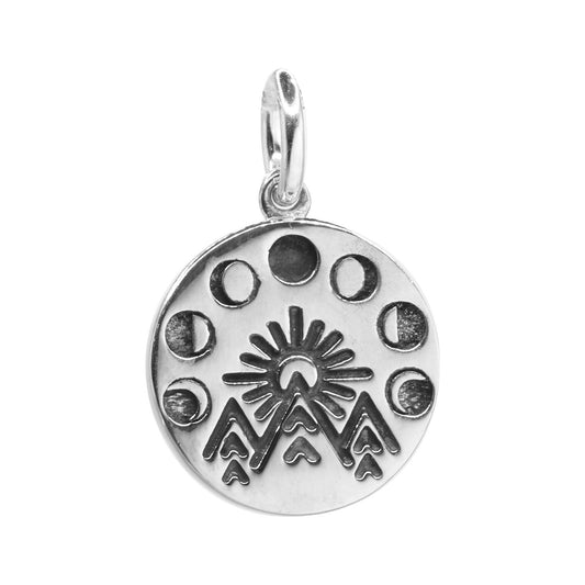 Colgante de Plata Fases Lunares Y Sol Naciente