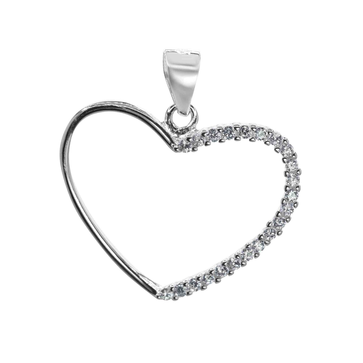 Colgante de Plata Figura Corazón con Circones en los Bordes