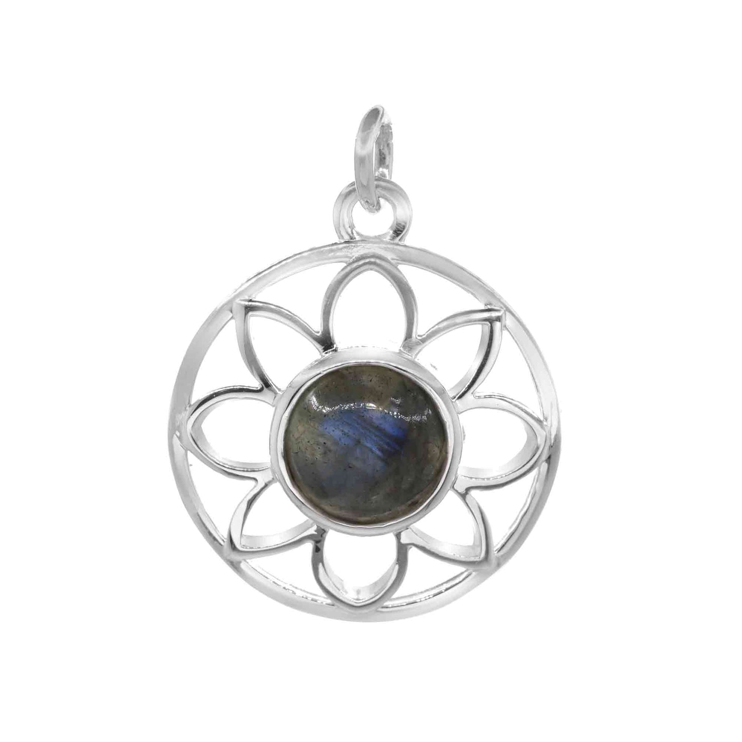 Colgante de Plata Figura Flor con Piedra Labradorita