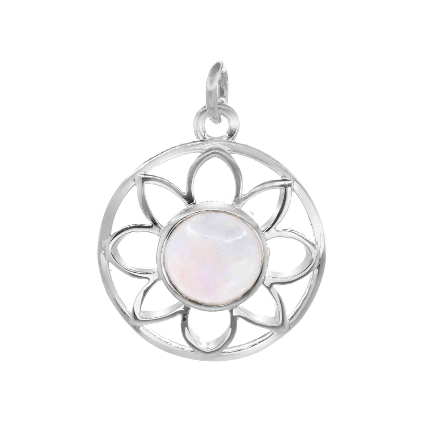 Colgante de Plata Figura Flor con Piedra Luna