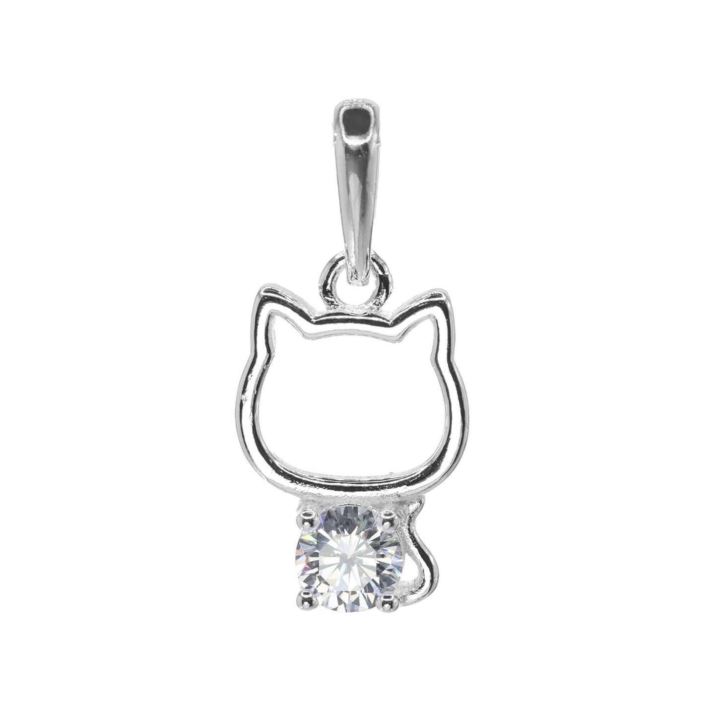 Colgante de Plata Figura Gato con Circón